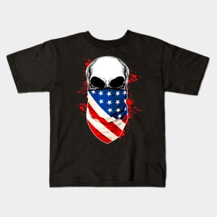 skull bandanas american usa flag Kids T-Shirt